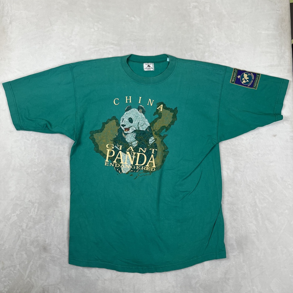 Vintage Galt Sand China Giant Panda T-Shirt Mens XL Green Made In USA Graphic
